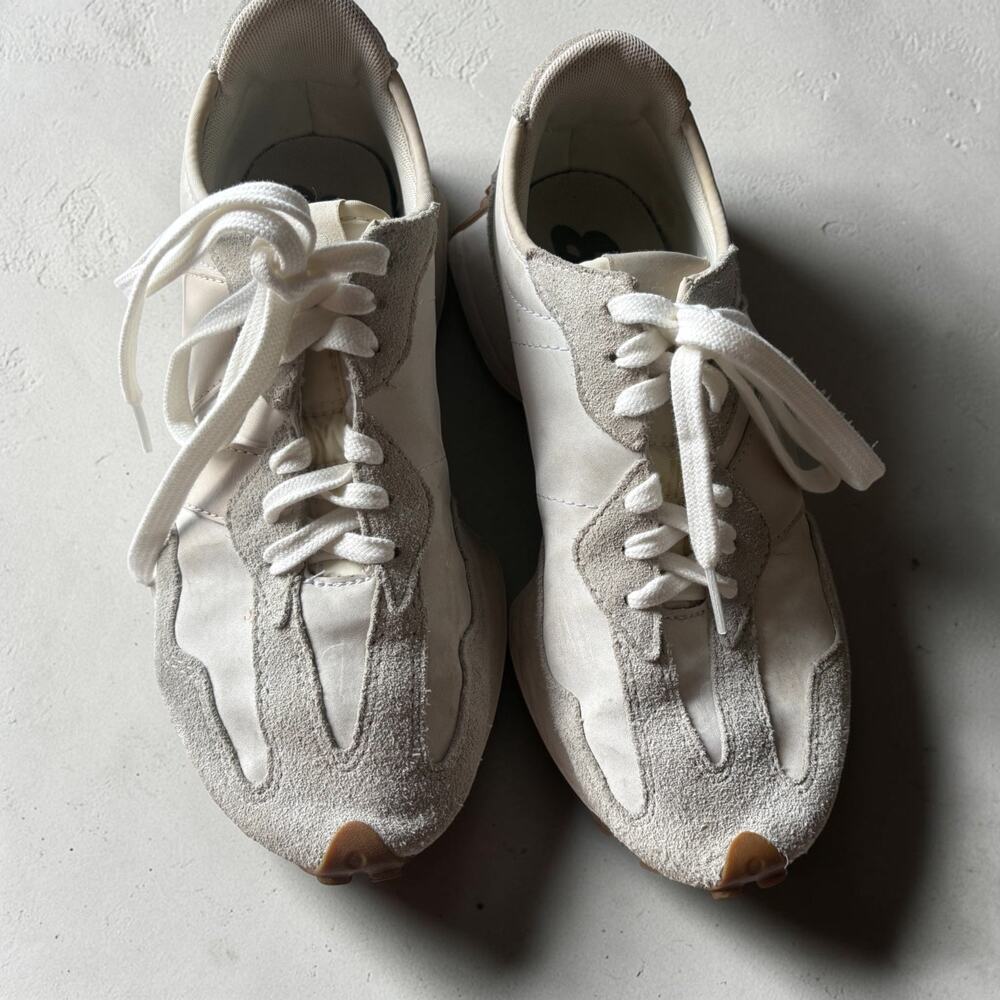 New Balance 327 Women's White Sea Salt Grey Suede Sneakers WS327
